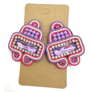 Soutache Pink & Lavender Beautiful Rhinestone Earrings